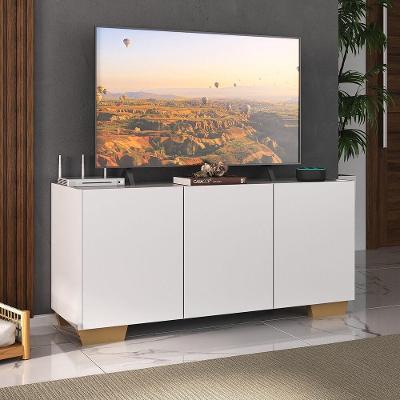 Rack Para Tv Até 32 Polegadas Com 3 Portas Multimóveis Mp1068 Branco/natural Branco/natural