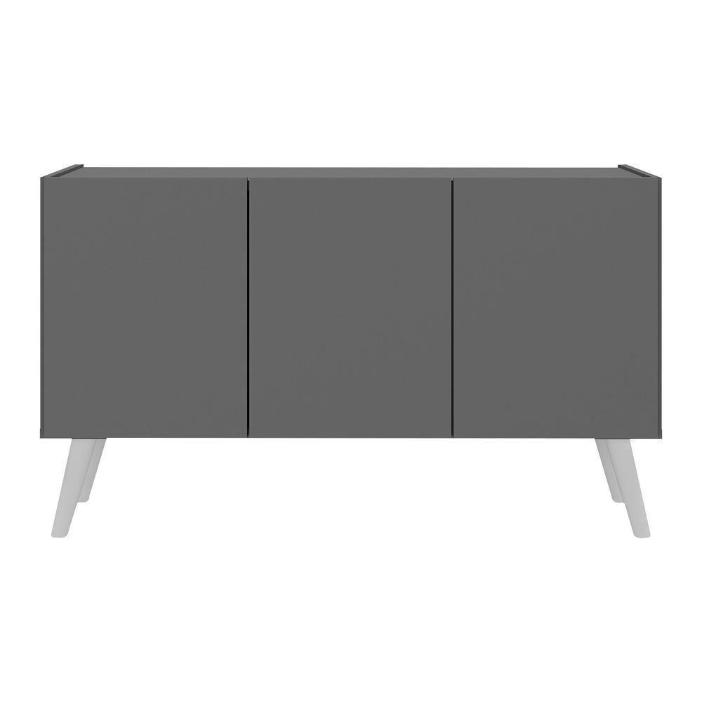 Rack Retrô Para Tv Até 32 Polegadas Com 3 Portas Multimóveis Mp1067 Grafite/branco Grafite/branco - 5