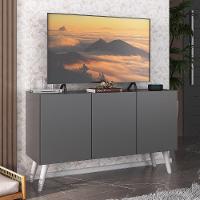 Rack Retrô Para Tv Até 32 Polegadas Com 3 Portas Multimóveis Mp1067 Grafite/branco Grafite/branco - 2