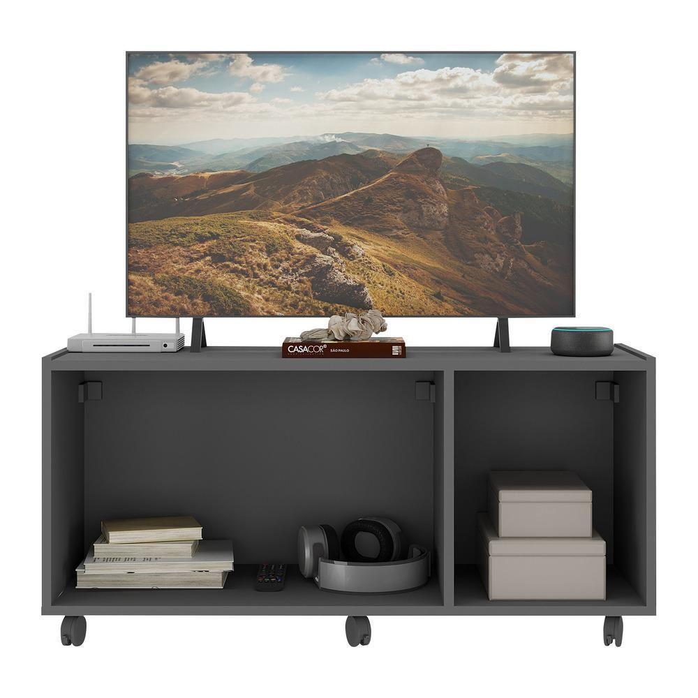 Rack Para Tv Até 32 Polegadas Com 3 Portas E Rodízios Multimóveis Mp1065 Grafite Grafite - 3