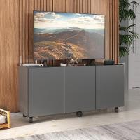 Rack Para Tv Até 32 Polegadas Com 3 Portas E Rodízios Multimóveis Mp1065 Grafite Grafite - 2