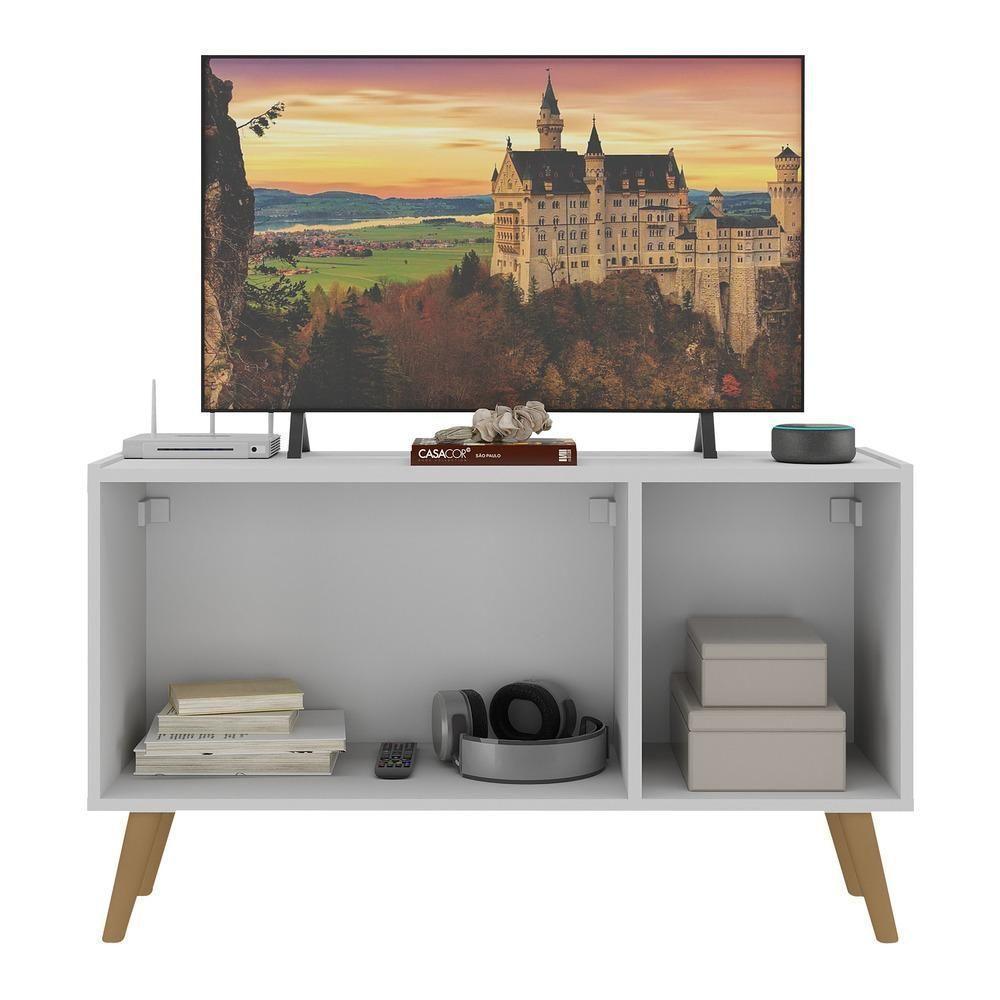 Rack Retrô Para Tv Até 32 Polegadas Com 3 Portas Multimóveis Mp1067 Branco/natural Branco/natural - 2