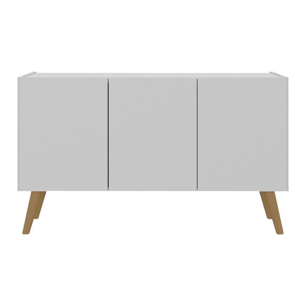 Rack Retrô Para Tv Até 32 Polegadas Com 3 Portas Multimóveis Mp1067 Branco/natural Branco/natural - 5