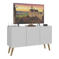Rack Retrô Para Tv Até 32 Polegadas Com 3 Portas Multimóveis Mp1067 Branco/natural Branco/natural - 1