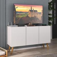 Rack Retrô Para Tv Até 32 Polegadas Com 3 Portas Multimóveis Mp1067 Branco/natural Branco/natural