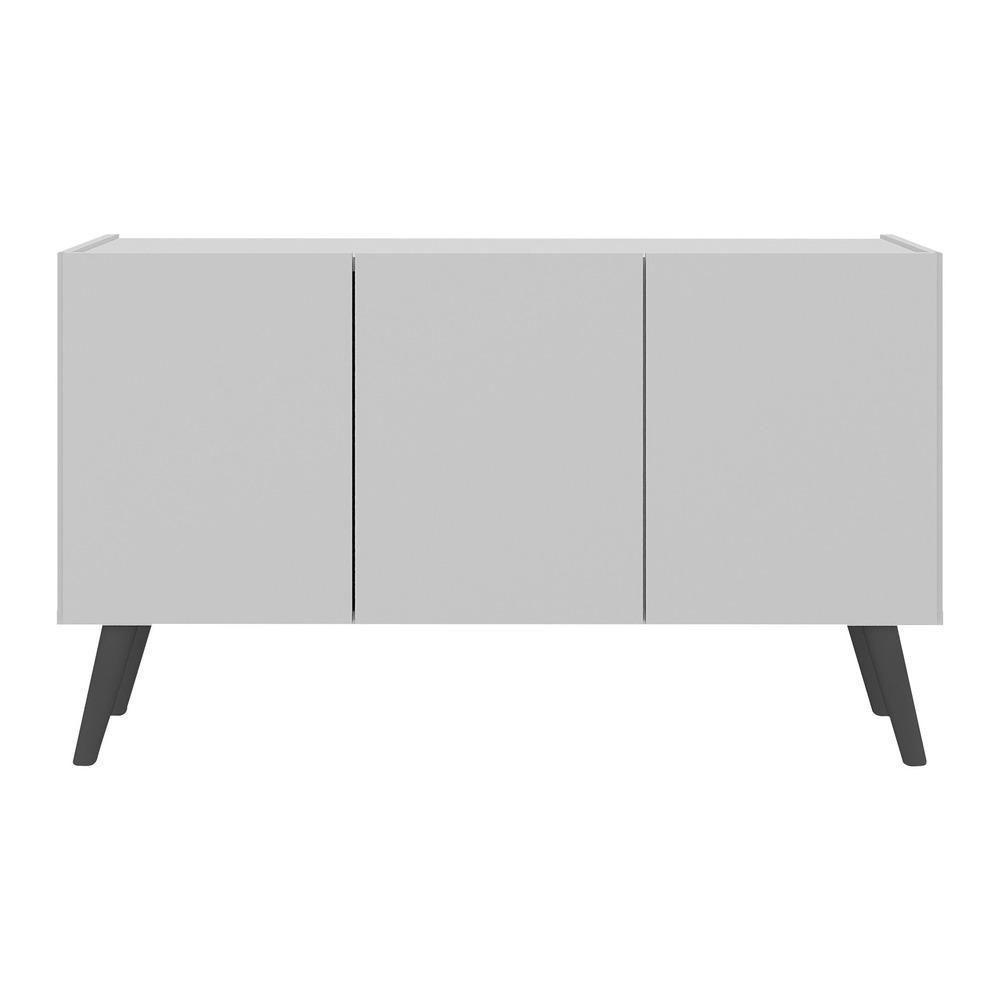 Rack Retrô Para Tv Até 32 Polegadas Com 3 Portas Multimóveis Mp1067 Branco/preto Branco/preto - 5