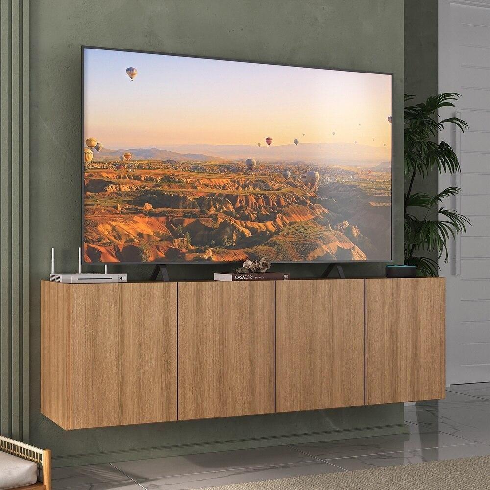 Rack Para Tv Até 50 Polegadas Com 4 Portas Suspenso Multimóveis Mp1070 Rustic Rustic - 3