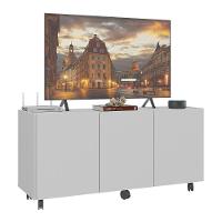 Rack Para Tv Até 32 Polegadas Com 3 Portas E Rodízios Multimóveis Mp1065 Branco Branco - 1