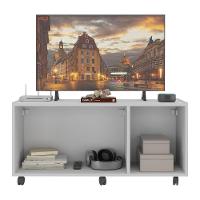 Rack Para Tv Até 32 Polegadas Com 3 Portas E Rodízios Multimóveis Mp1065 Branco Branco