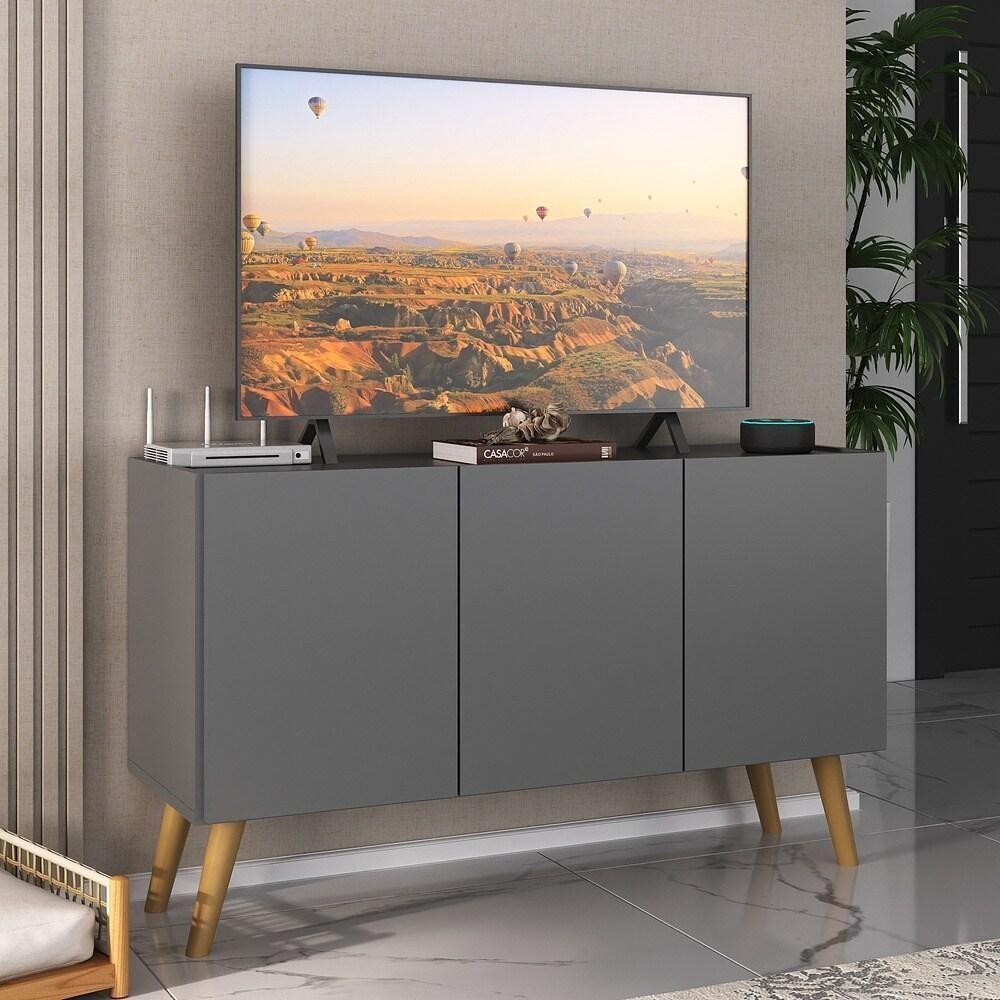 Rack Retrô Para Tv Até 32 Polegadas Com 3 Portas Multimóveis Mp1067 Grafite/natural Grafite/natural - 2