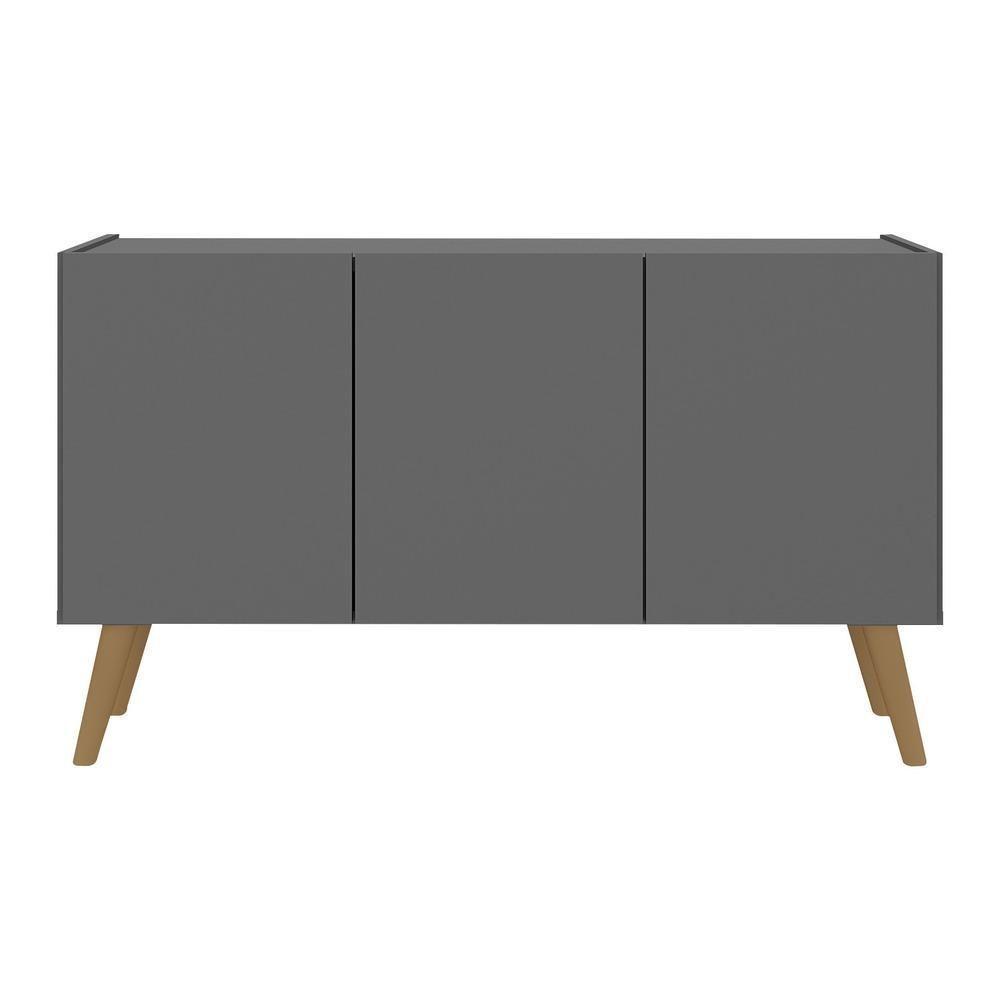 Rack Retrô Para Tv Até 32 Polegadas Com 3 Portas Multimóveis Mp1067 Grafite/natural Grafite/natural - 5