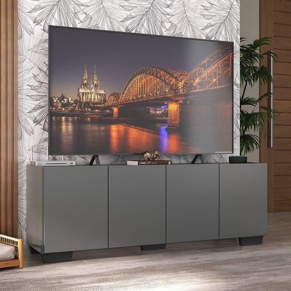 Rack Para Tv Até 50 Polegadas Com 4 Portas Multimóveis Mp1072 Grafite/preto Grafite/preto - 2