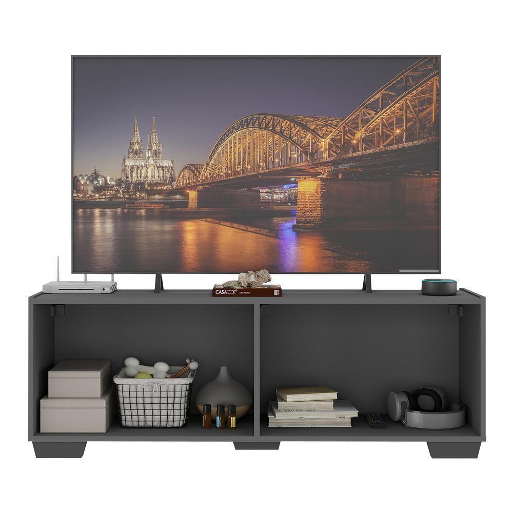 Rack Para Tv Até 50 Polegadas Com 4 Portas Multimóveis Mp1072 Grafite/preto Grafite/preto - 4