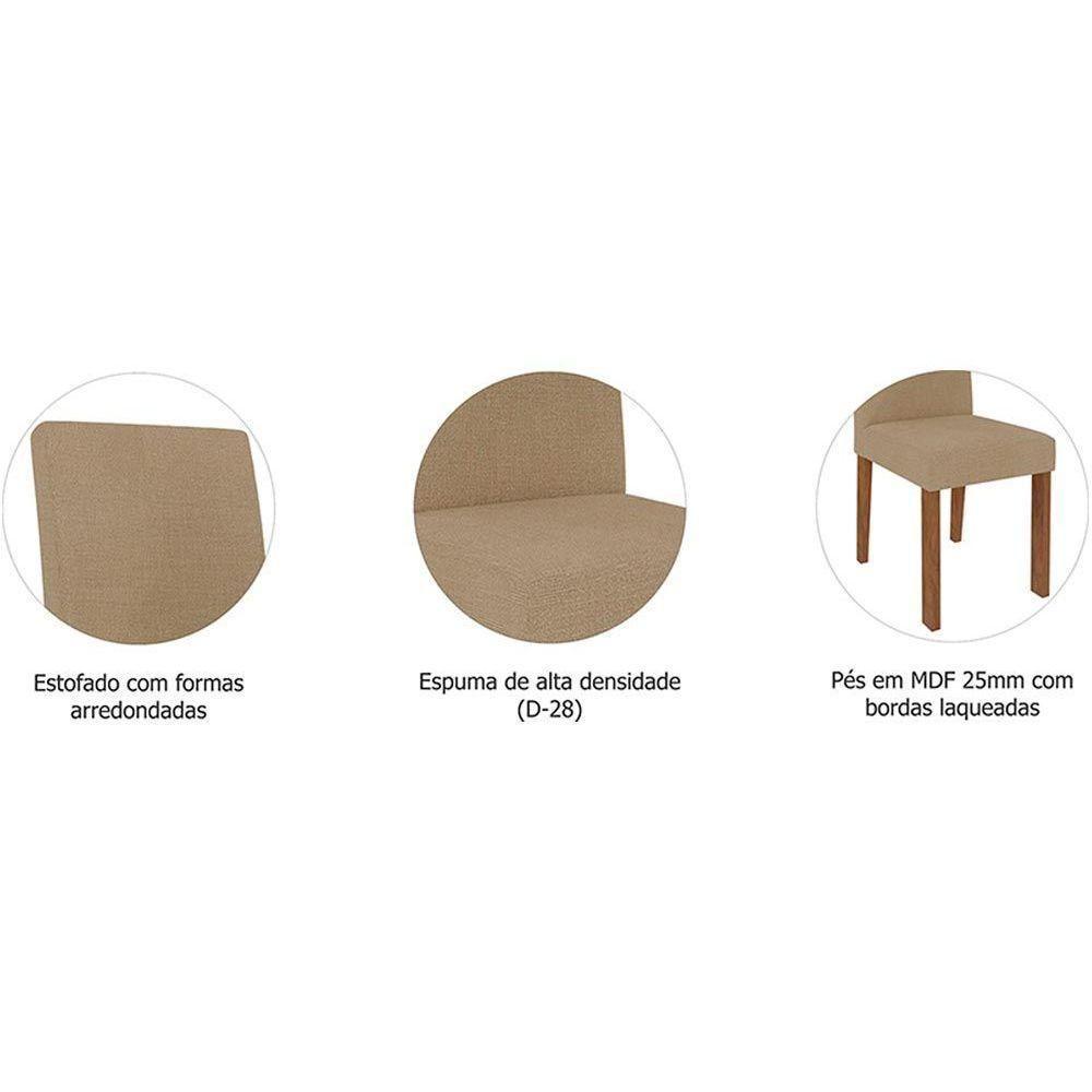 Kit 2 Cadeiras Sala Jantar Maia  2 Un Nature/Suede Gengibre - Cimol - 4