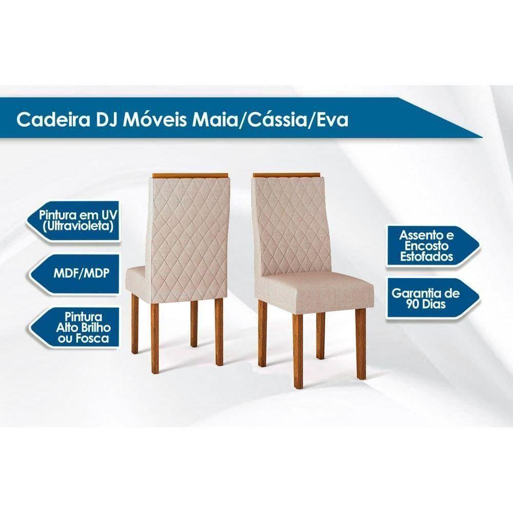 Kit 2 Cadeiras Sala Jantar New Maia  2 Un Rústico Malbec/Linho Bronze - DJ Móveis - 3