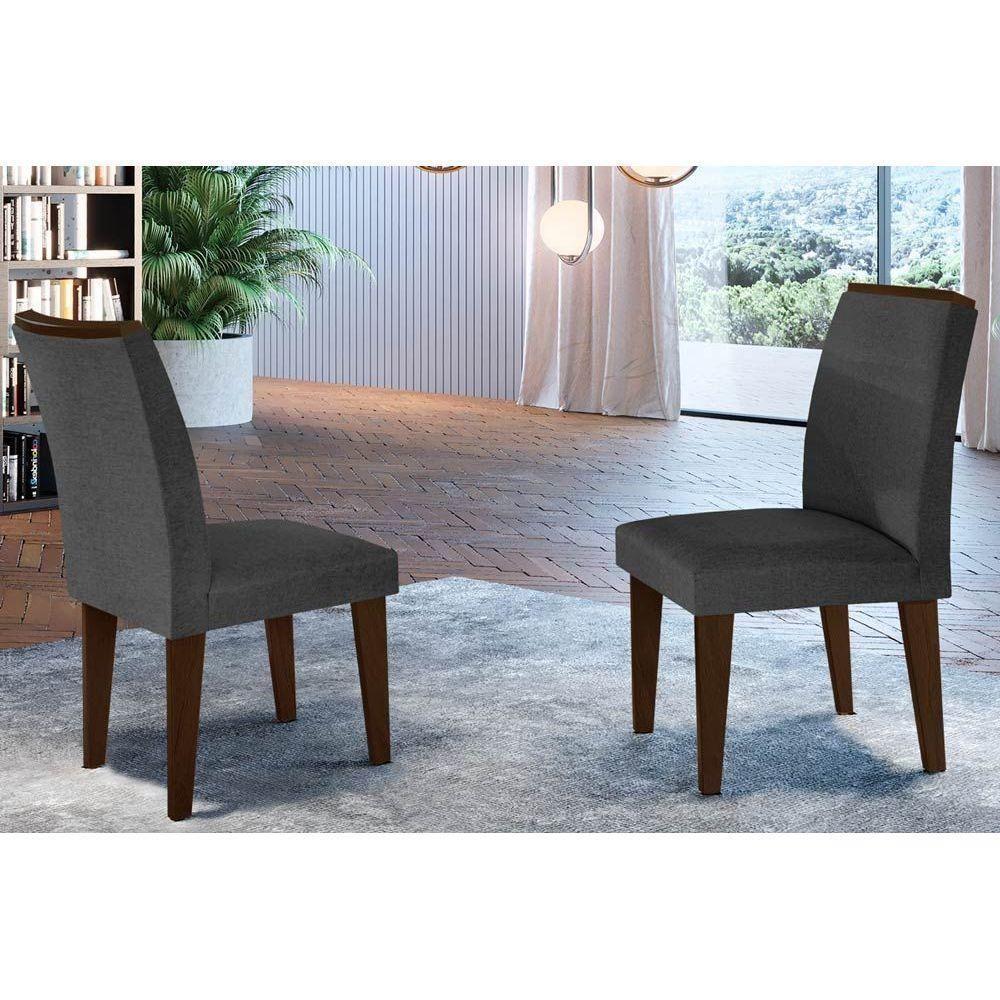 Kit 2 Cadeiras Sala Jantar Lunara Madeira  2 Un Capuccino/Grafite - Rufato - 1