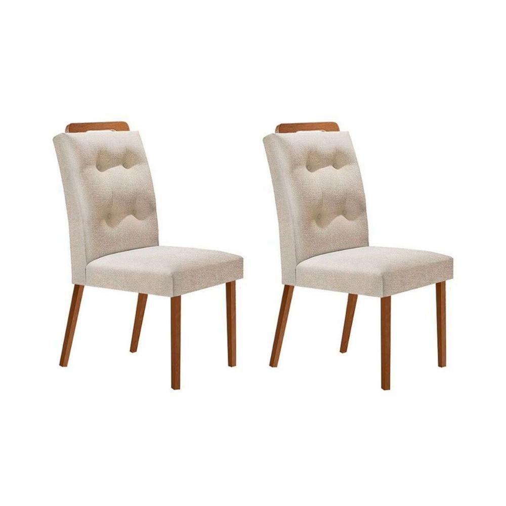 Kit 2 Cadeiras Sala Jantar Imperatriz Madeira  2 Un Capuccino/Linho Bege - Rufato - 1