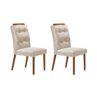 Kit 2 Cadeiras Sala Jantar Imperatriz Madeira  2 Un Capuccino/Linho Bege - Rufato - 1