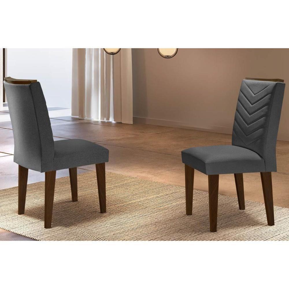 Kit 2 Cadeiras Sala Jantar Londrina Madeira 2 Un Capuccino-grafite - Rufato - 1
