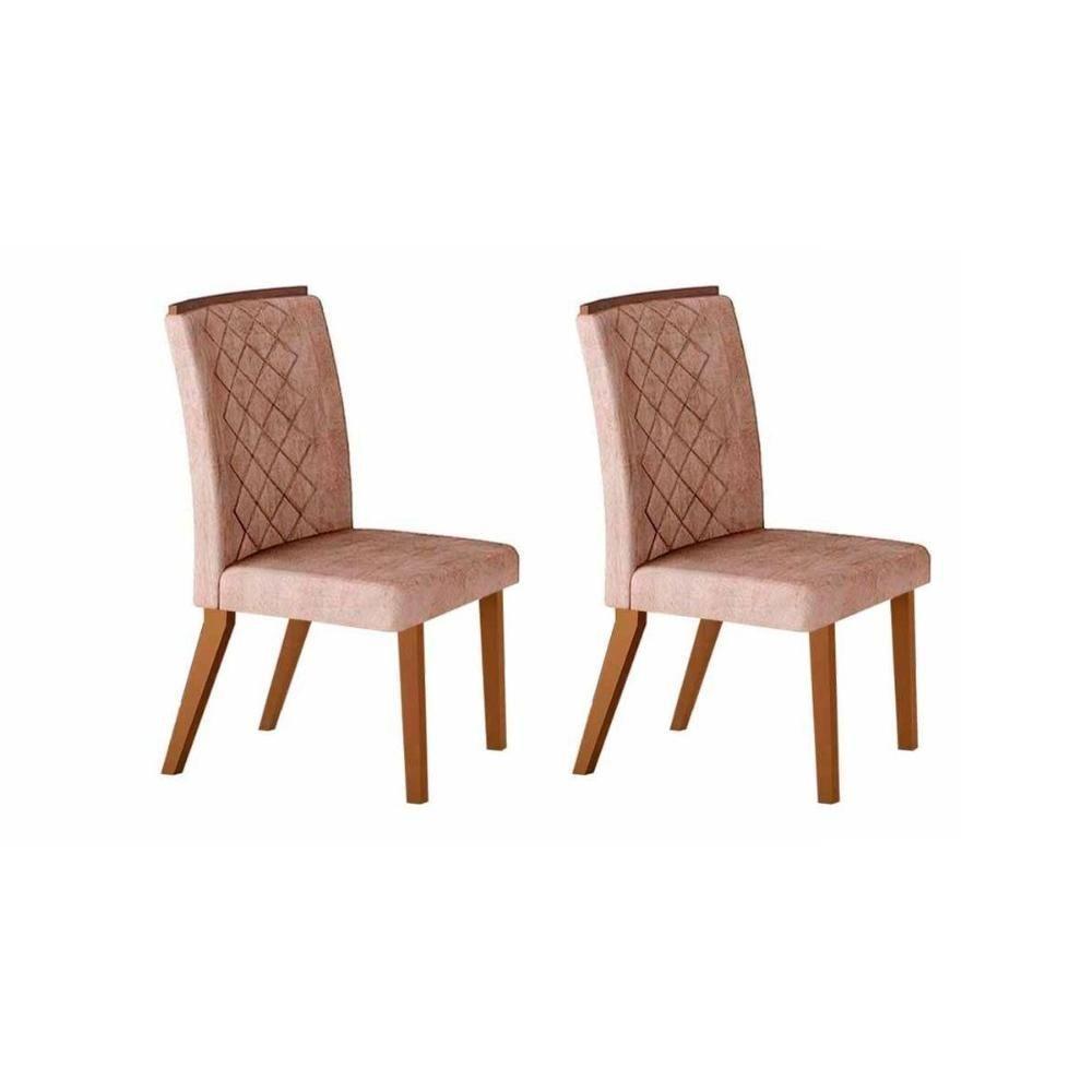 Kit 2 Cadeiras Sala Jantar Jade Madeira  2 Un Capuccino/Linho Bege - Rufato - 1