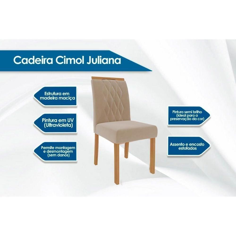 Kit 2 Cadeiras Sala Jantar Juliana Madeira 2 Un Madeira-suede Nude - Cimol - 3