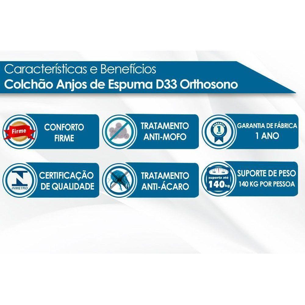 Colchão Solteiro Espuma D33  Orthosono Double Face (78x188x14) - Anjos - 5