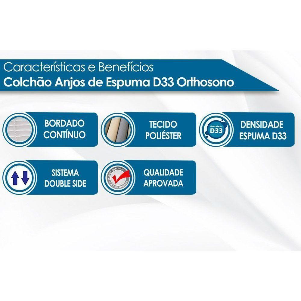 Colchão Solteiro Espuma D33  Orthosono Double Face (78x188x14) - Anjos - 6