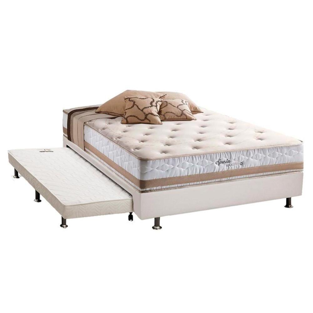 Cama Box c/Auxiliar Casal: Colchão  Herval Maxspring Spain + Base CRC Courano Branco(138x188) - 1