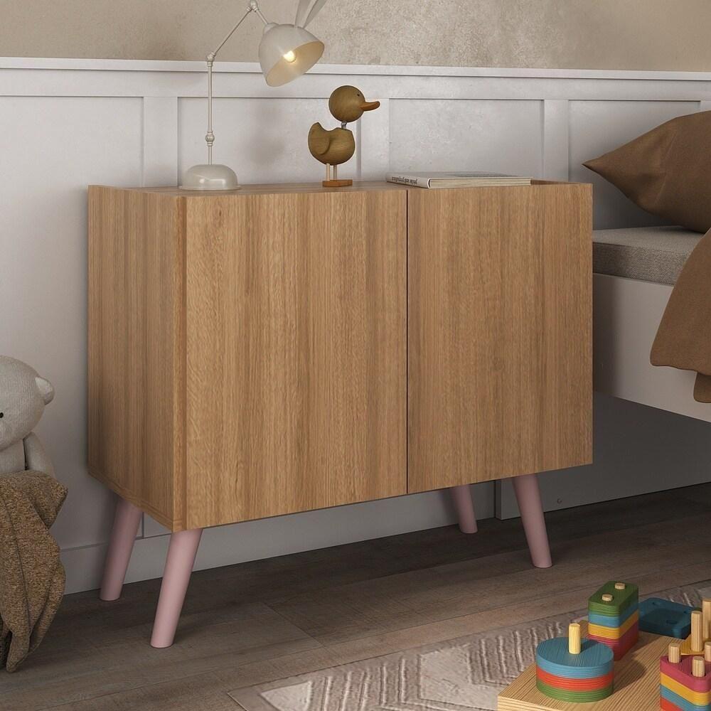 Mesa De Cabeceira Retrô 2 Portas Multimóveis Mp4133 Rustic/rosa Rustic/rosa - 2