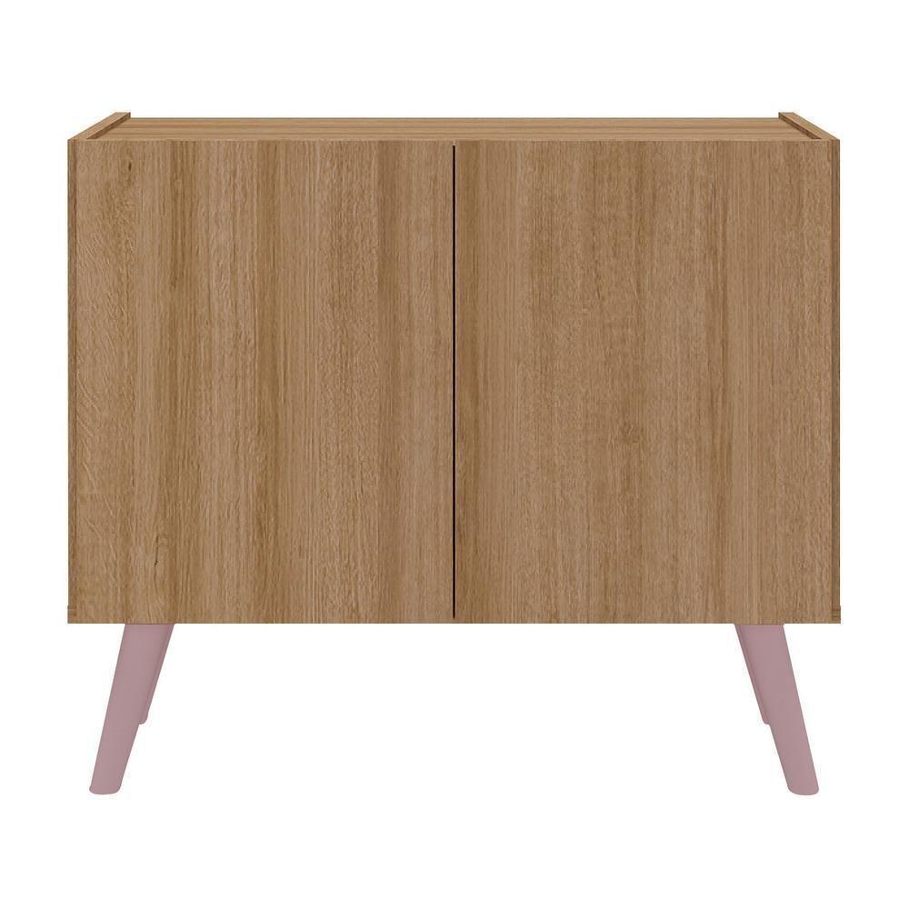 Mesa De Cabeceira Retrô 2 Portas Multimóveis Mp4133 Rustic/rosa Rustic/rosa - 3