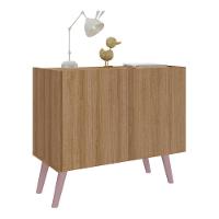 Mesa De Cabeceira Retrô 2 Portas Multimóveis Mp4133 Rustic/rosa Rustic/rosa - 1