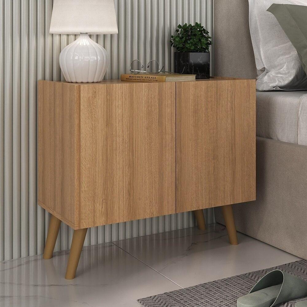 Mesa De Cabeceira Retrô 2 Portas Multimóveis Mp4133 Rustic/natural Rustic/natural - 2