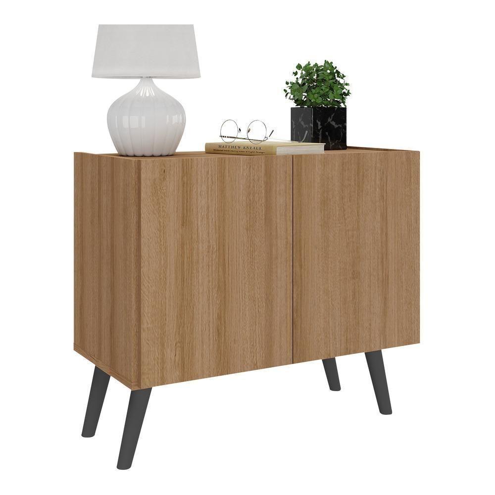 Mesa De Cabeceira Retrô 2 Portas Multimóveis Mp4133 Rustic/preta Rustic/preto - 2