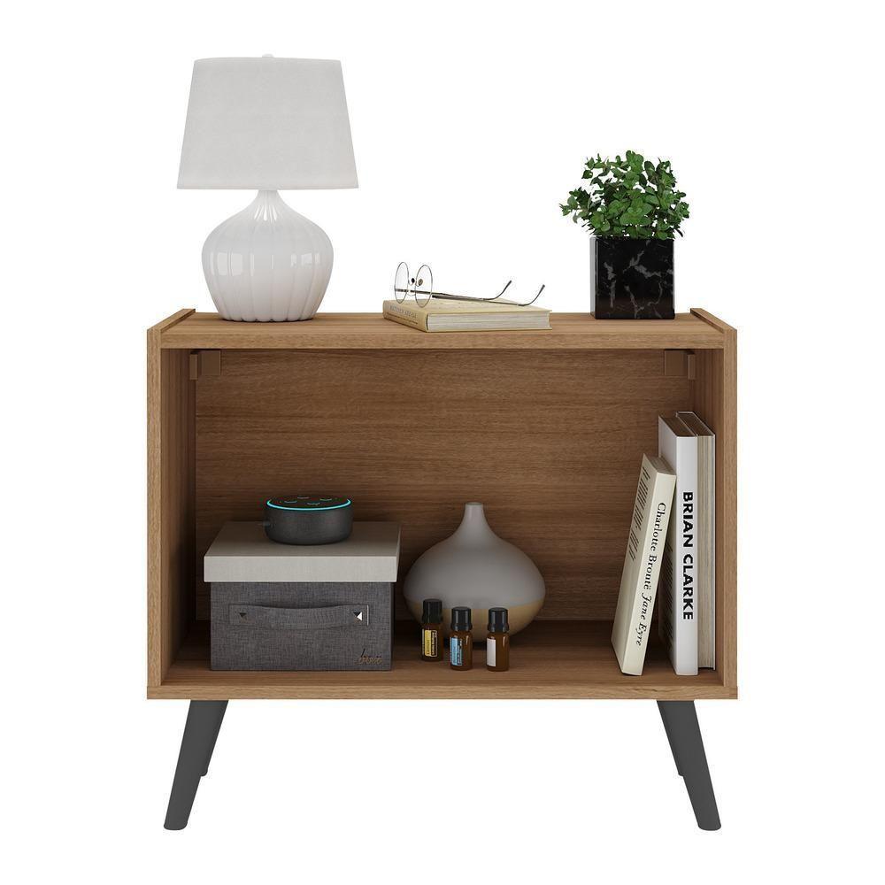 Mesa De Cabeceira Retrô 2 Portas Multimóveis Mp4133 Rustic/preta Rustic/preto - 3
