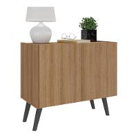 Mesa De Cabeceira Retrô 2 Portas Multimóveis Mp4133 Rustic/preta Rustic/preto - 2