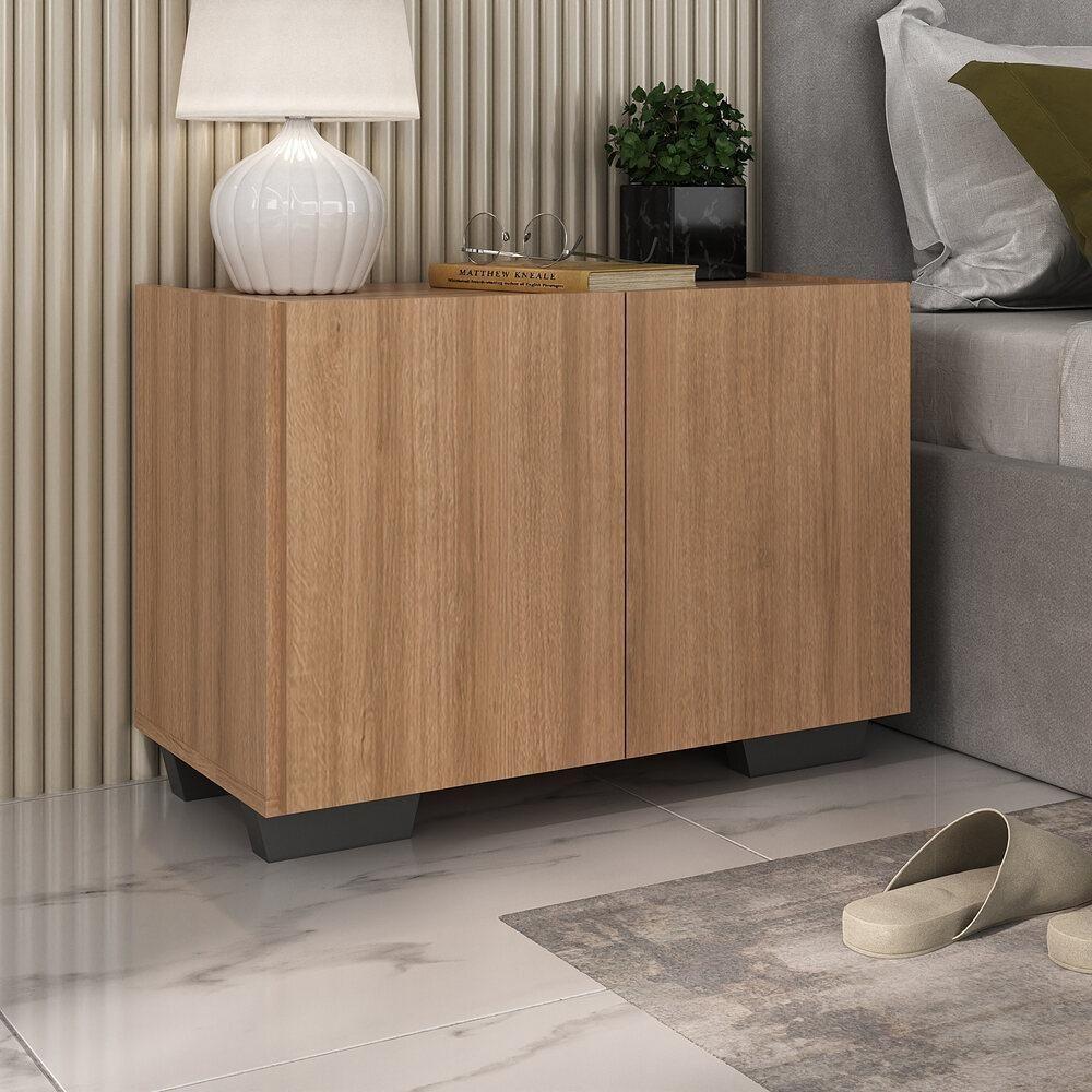 Mesa De Cabeceira Com Pés 2 Portas Multimóveis Mp4134 Rustic/preta Rustic/preto - 2