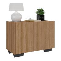 Mesa De Cabeceira Com Pés 2 Portas Multimóveis Mp4134 Rustic/preta Rustic/preto - 1