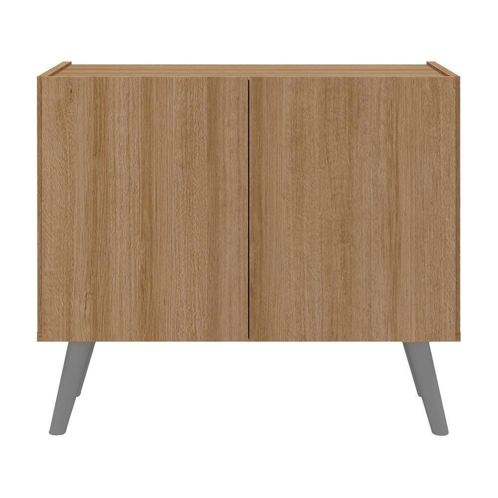 Mesa De Cabeceira Retrô 2 Portas Multimóveis Mp4133 Rustic/cinza Rustic/cinza - 3