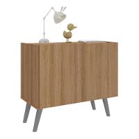 Mesa De Cabeceira Retrô 2 Portas Multimóveis Mp4133 Rustic/cinza Rustic/cinza - 1