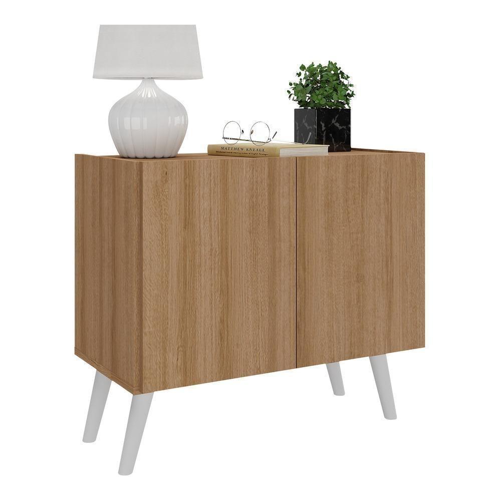 Mesa De Cabeceira Retrô 2 Portas Multimóveis Mp4133 Rustic/branca Rustic/branco - 1