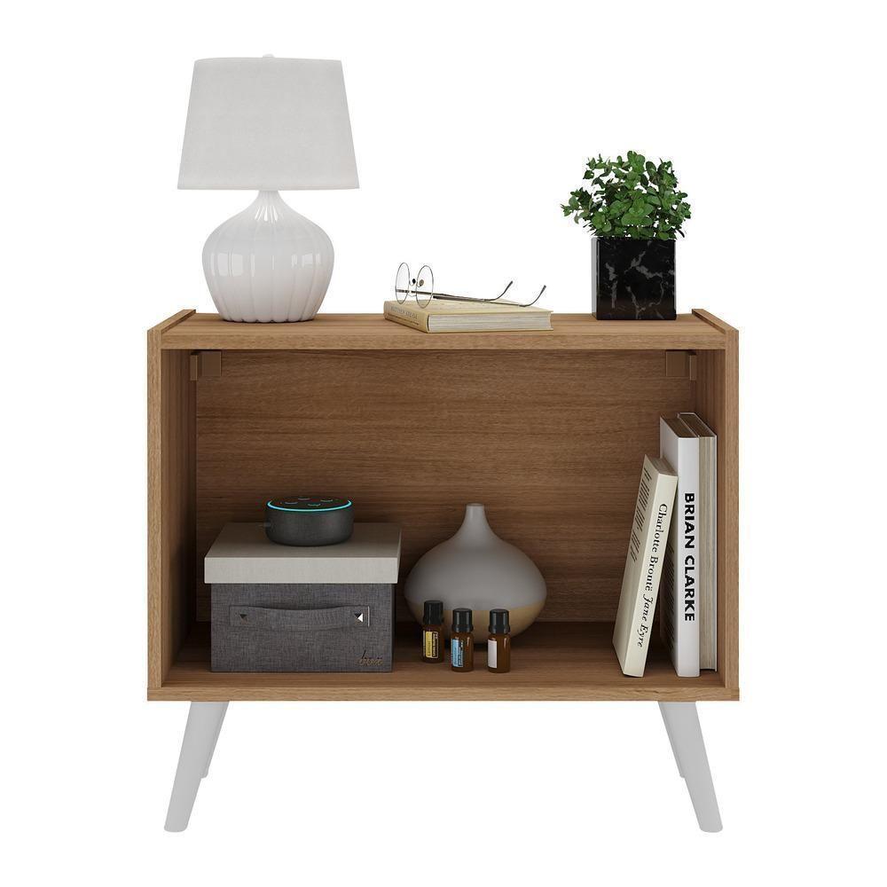 Mesa De Cabeceira Retrô 2 Portas Multimóveis Mp4133 Rustic/branca Rustic/branco - 3