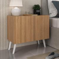 Mesa De Cabeceira Retrô 2 Portas Multimóveis Mp4133 Rustic/branca Rustic/branco - 2