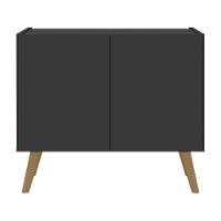 Mesa De Cabeceira Retrô 2 Portas Multimóveis Mp4133 Preta/natural Preto/natural - 5