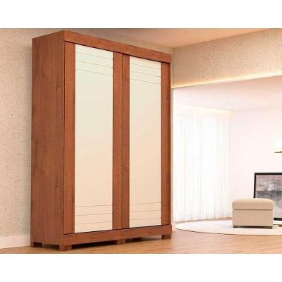 Guarda Roupa Solteiro Ayla 2 Portas de Correr 2 Gavetas Branco MDF ACP Móveis