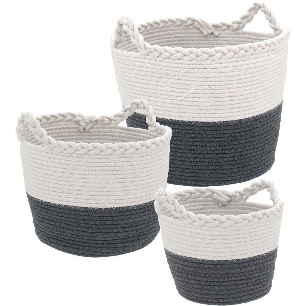 Caterrine Cesta Tecido Cinza 3Pç - 1