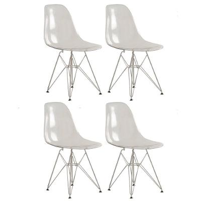 Kit 4 Cadeiras Eames Eiffel Dkr Com Base De Metal Cromado Incolor Incolor