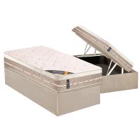 Cama Box Baú Solteiro: Colchão Molas Bonnel Castor Premium Tecnopedic + Base CRC Suede Clean(88x188) - 1