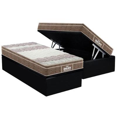 Cama Box Baú Solteiro: Colchão Anatômico Probel D33 / EP Guarda Costas PróIntense Plus + Base CRC Suede Black(88x188)