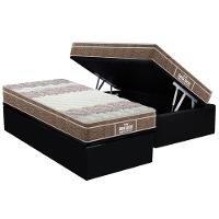 Cama Box Baú Solteiro: Colchão Anatômico Probel D33 / EP Guarda Costas PróIntense Plus + Base CRC Suede Black(88x188) - 1