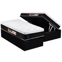 Cama Box Baú Solteiro: Colchão Espuma D45 Castor Black e White Air Euro Pillow + Base CRC Suede Black(88x188) - 1